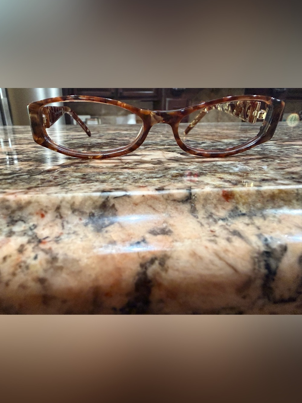 Gucci Tortoiseshell Square Small Frame Bamboo accent Glasses-NO LENSES